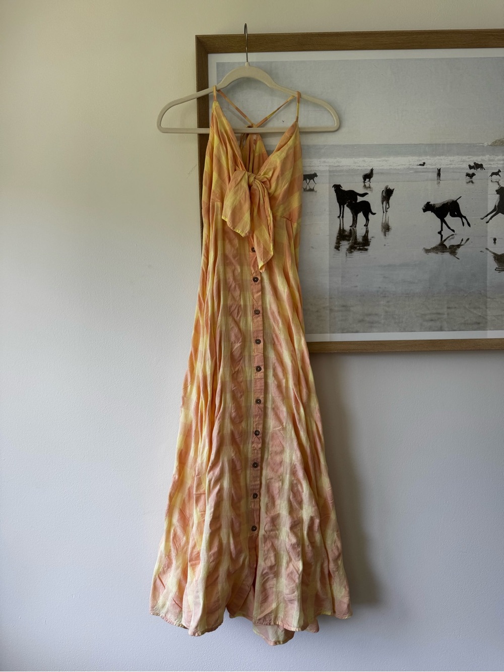 Via Gingham Cotton Seersucker Sundress M